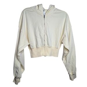 Fabletics Shrunken Hoodie Full Zip Cropped Butter Yellow Size XS Oversized